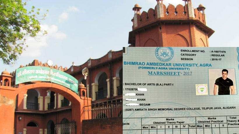 agra university mark sheet having photo of salman khan is viral