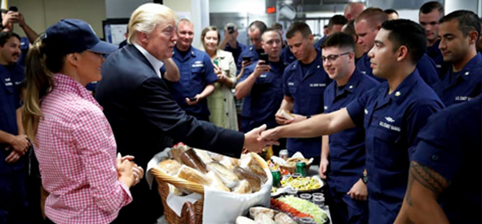for thanksgiving moment donald trump greets US coast guard members in america