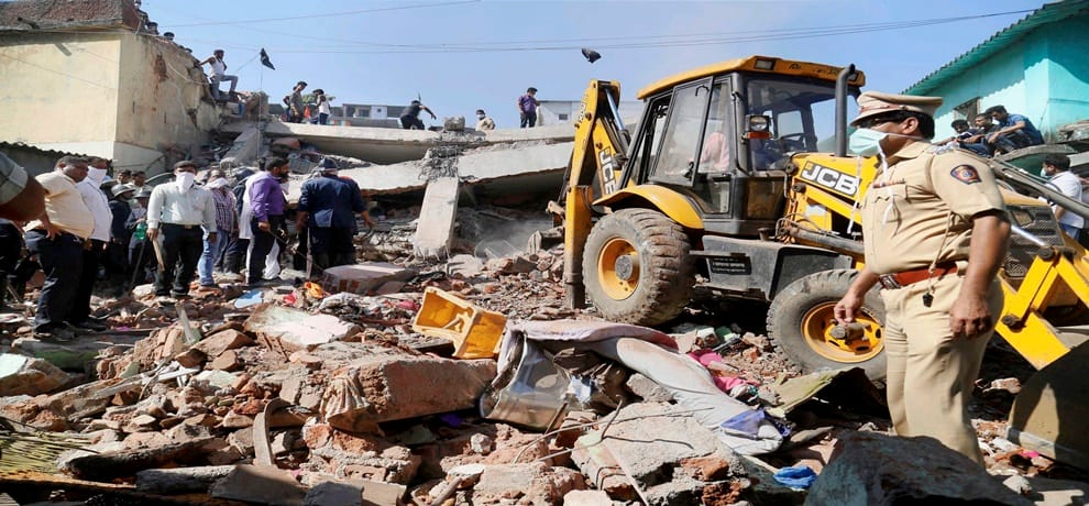 Rescue work is underway after a four-storey building collapse in Bhiwandi