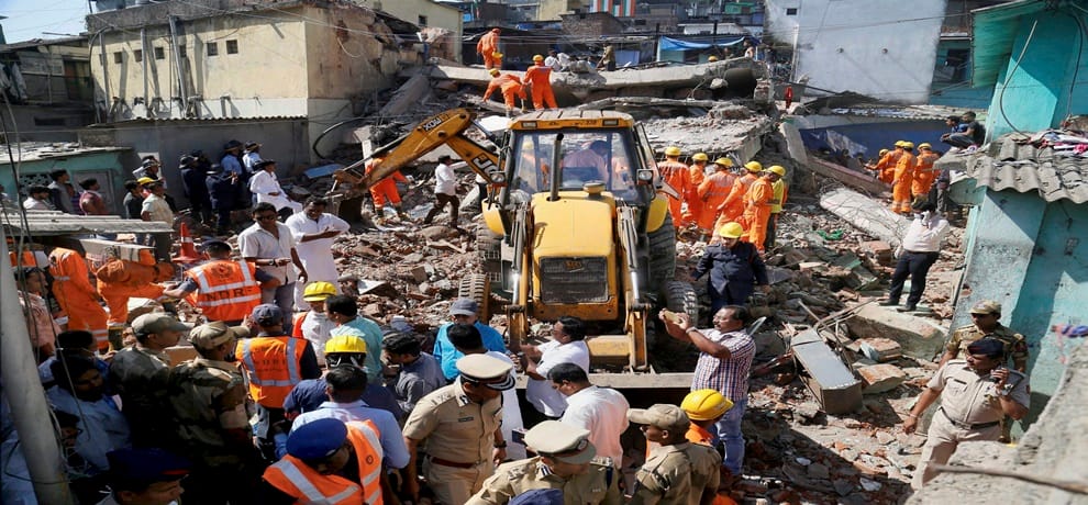 Rescue work is underway after a four-storey building collapse in Bhiwandi