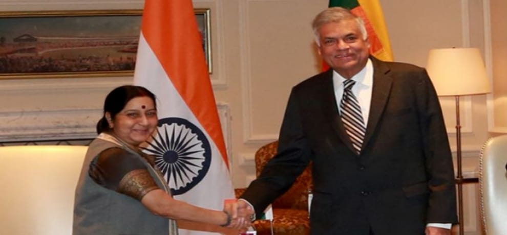 Foreign Minister Sushma Swaraj meets Sri Lanka PM discusses bilateral relations