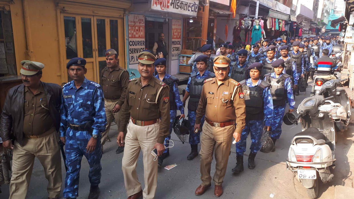 flag march for nagar nikay chunav