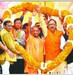सहारनपुर सभा में सीएम और भाजपा प्रदेशाध्यक्ष।
