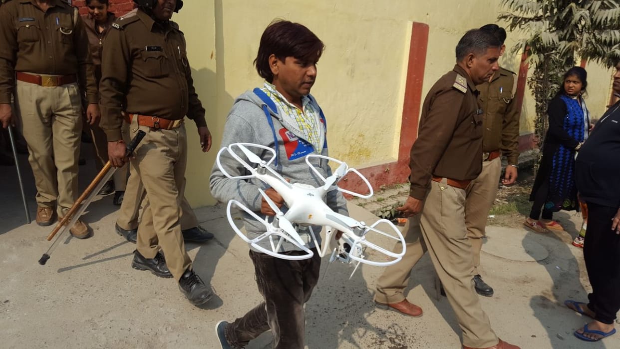 voting observation by drone camera in nikay chunav