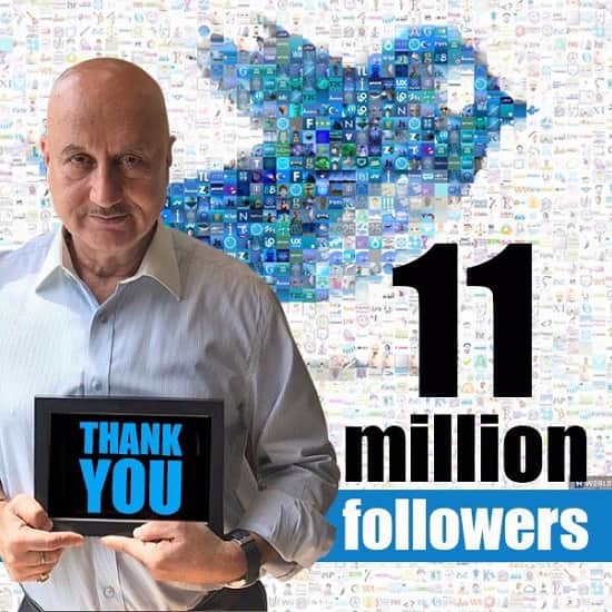 11 Million Followers on Twitter, Anupam Kher Thanks everybody for their Criticism and love