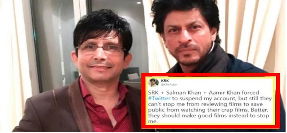 KRK Is Back On Twitter with his allegation against SRK,Aamir and Salman khan