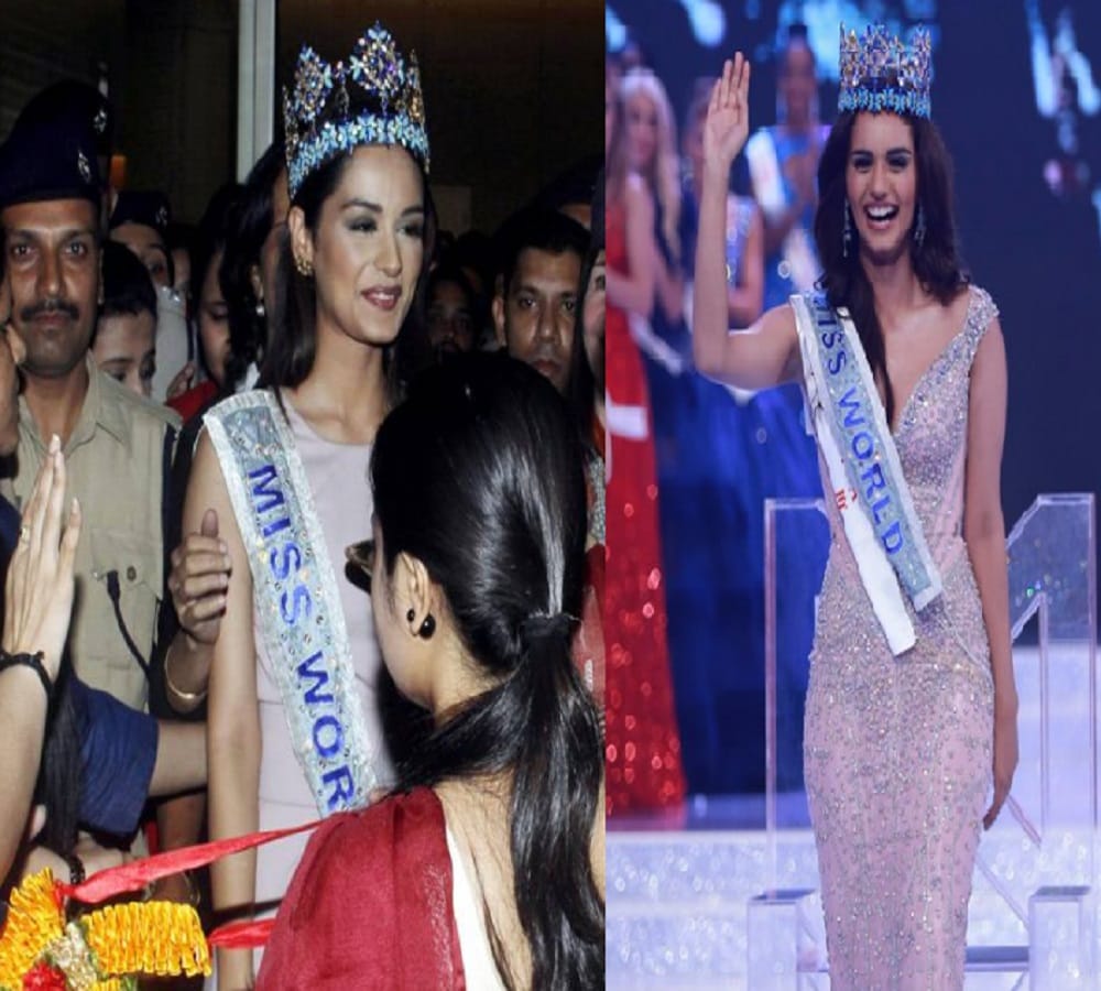 Miss World 2017 Manushi Chhillar returns India spotted at Mumbai Airport 