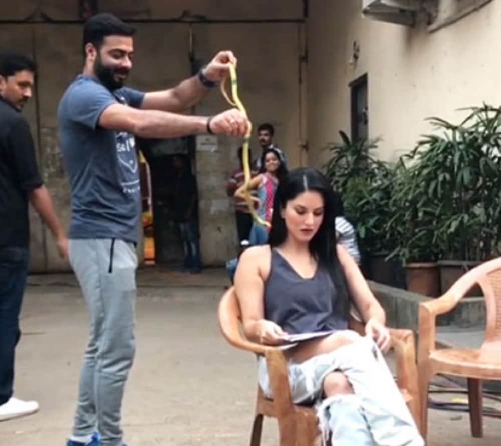 Sunny Leone take revenge after being pranked by her crew member 