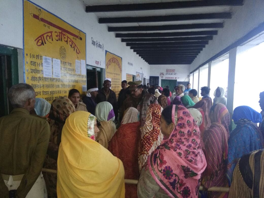 pictures of voting in municipal poll mathura and mainpuri