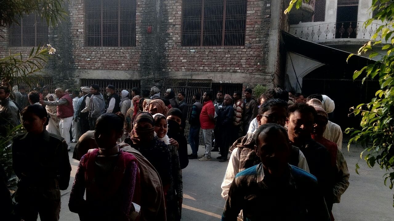 pictures of voting in municipal poll mathura and mainpuri