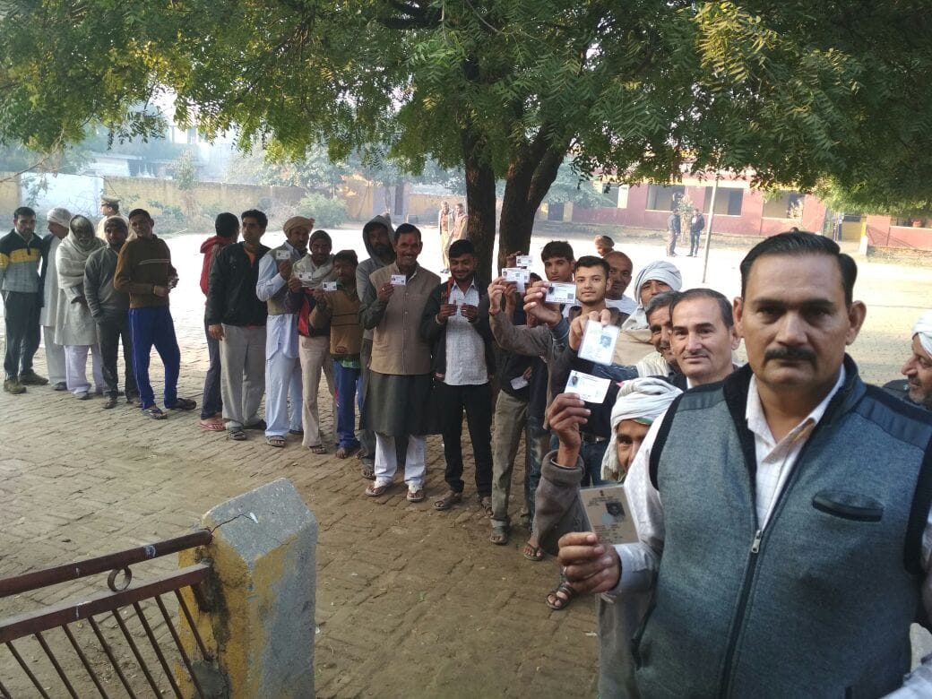 pictures of voting in municipal poll mathura and mainpuri