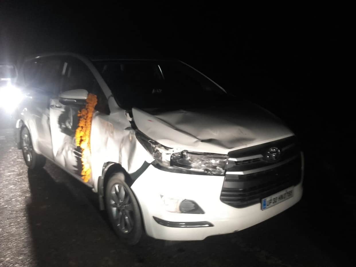 minister mohsin raza car hit the animal in sitapur