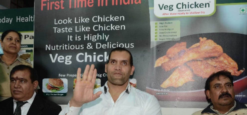 khali tasted veg chicken at international trade fair