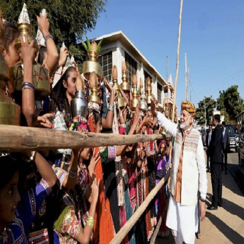 PM Modi public meeting during his election campaign in Bhuj on Monday
