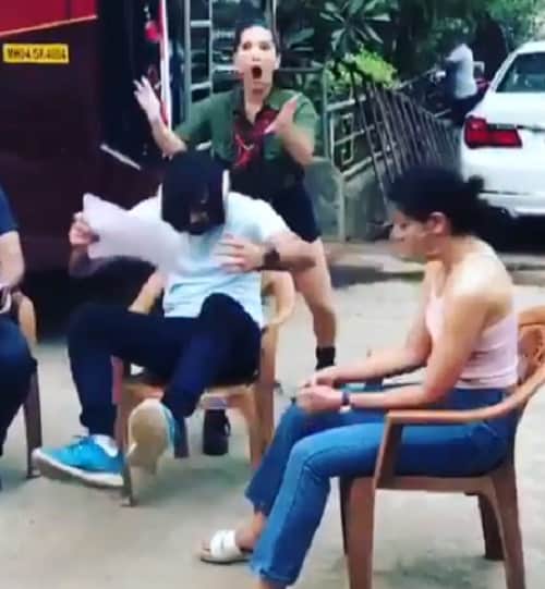 Sunny Leone take revenge after being pranked by her crew member 