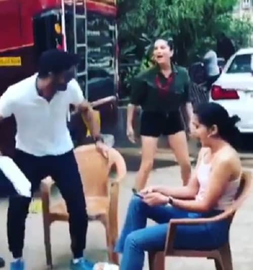 Sunny Leone take revenge after being pranked by her crew member 