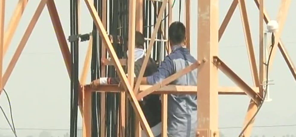 Andhra Pradesh Fathima College Students climbed on mobile tower demanding re-location
