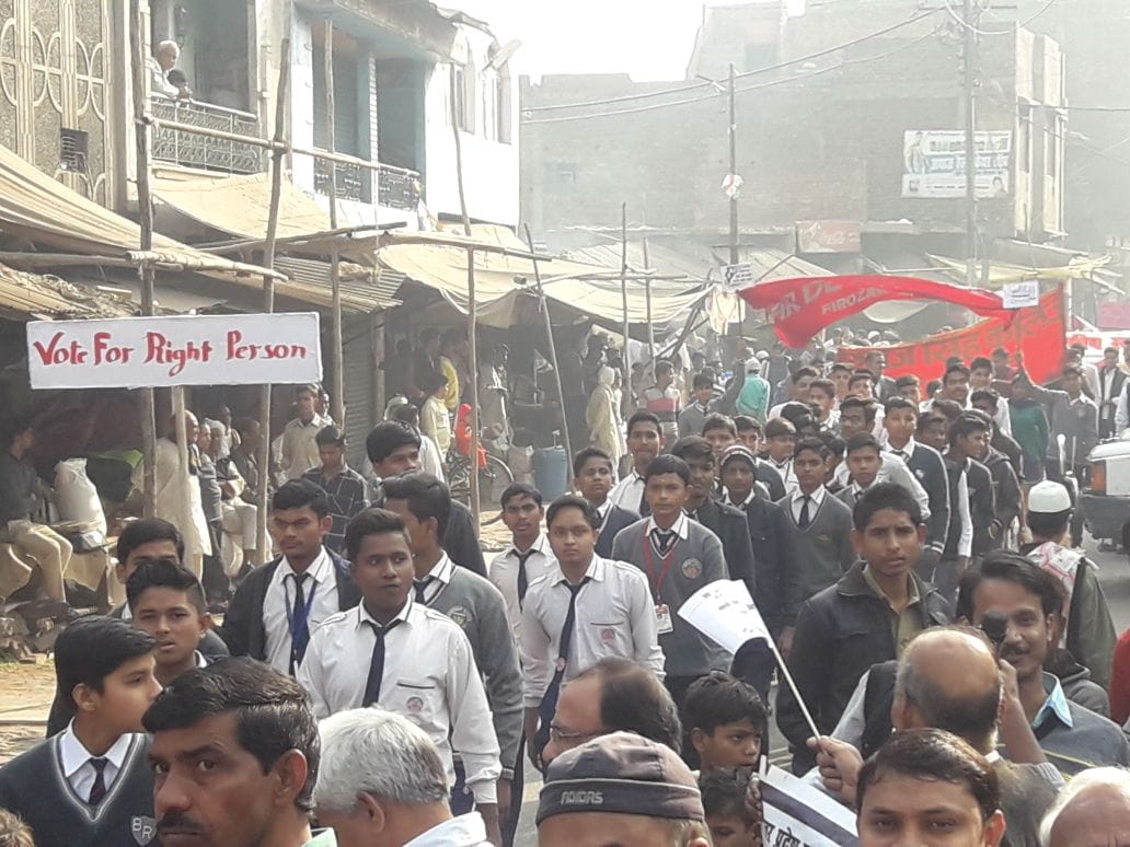 firozabad voter awareness rally by amar ujala and local administration 