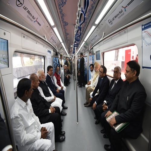 PM narendra modi at the inauguration of Hyderabad Metro 