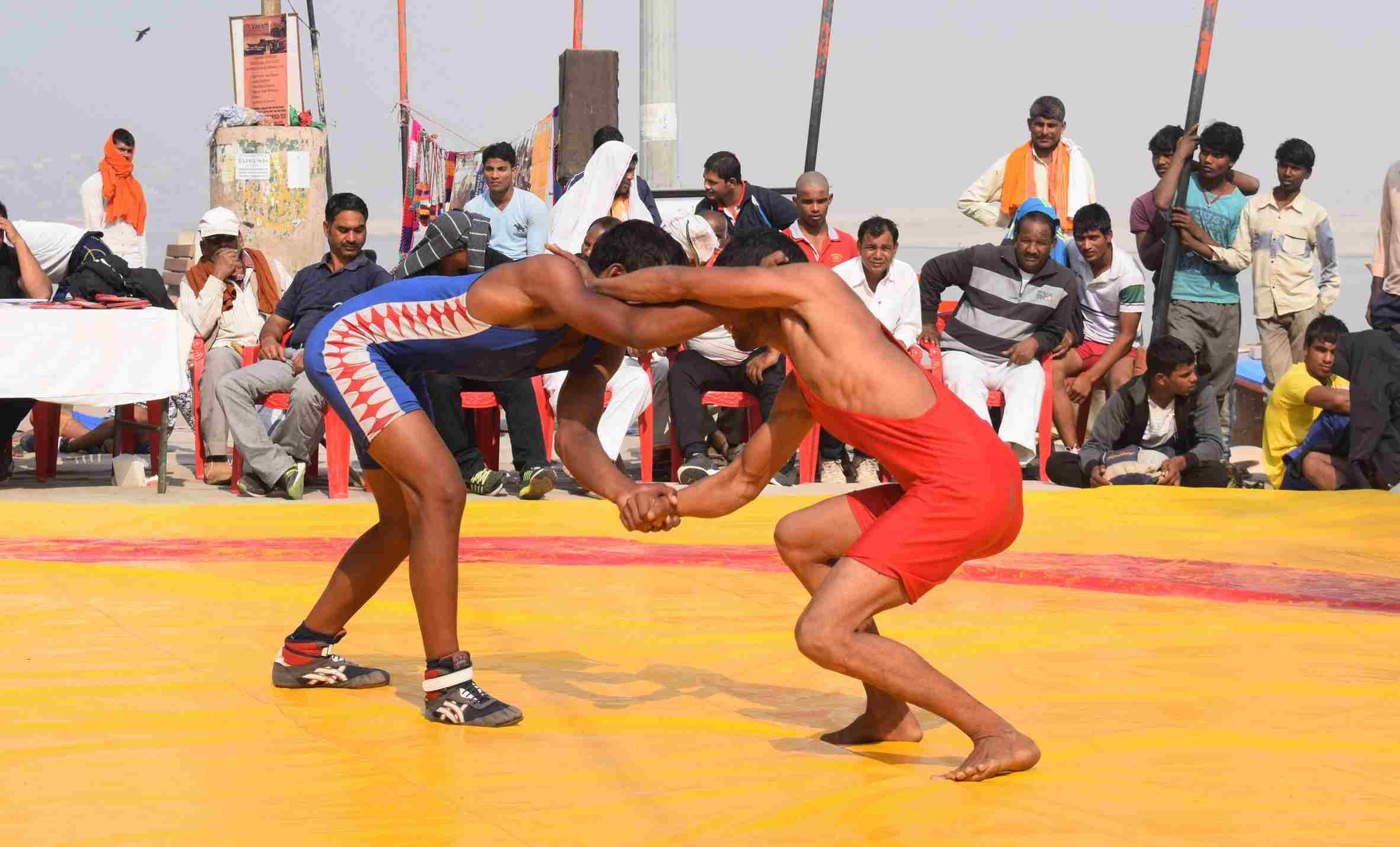 women wrestling in varanasi first day