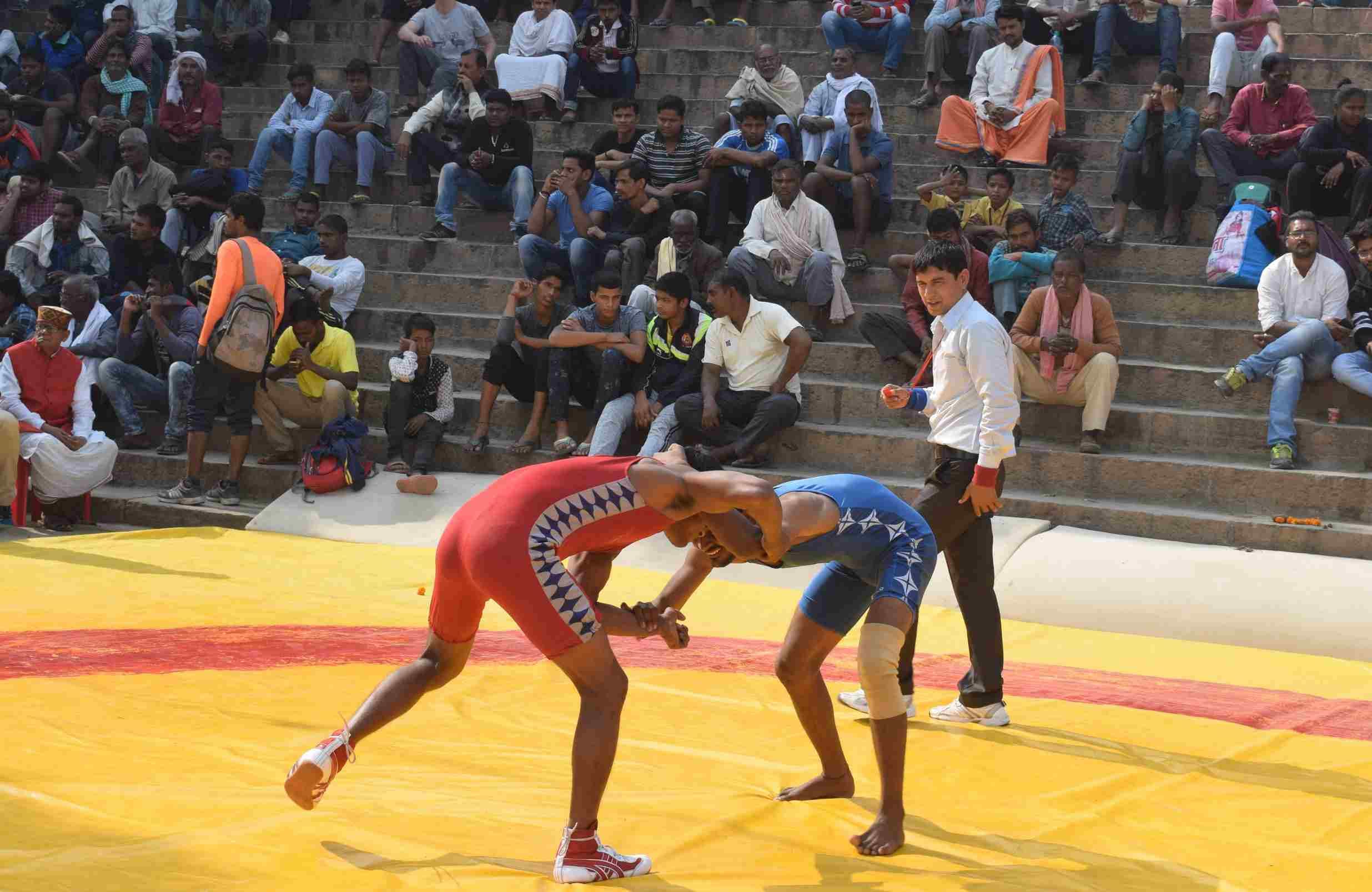 women wrestling in varanasi first day