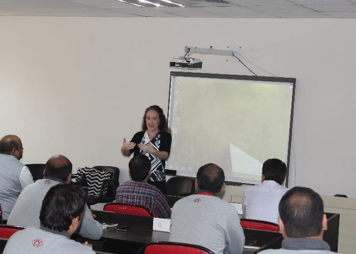 metro staff is getting training of speaking english by foreigner trainer