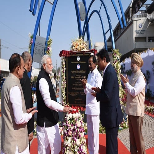PM narendra modi at the inauguration of Hyderabad Metro 