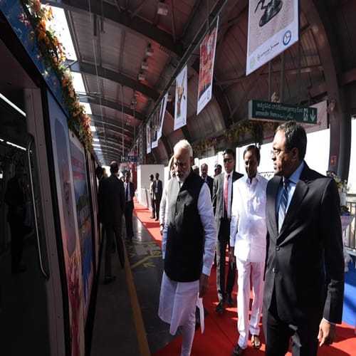 PM narendra modi at the inauguration of Hyderabad Metro 