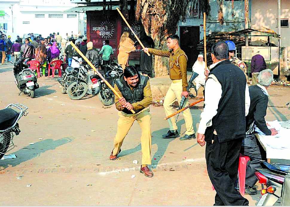 57.54% voting between ruckus, lathi charge