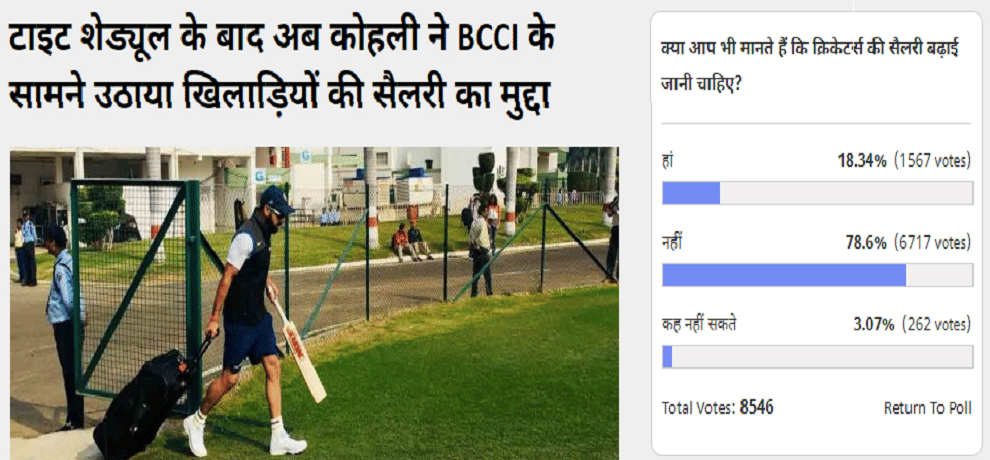 Amar Ujala Poll: Cricketers salary should not increase