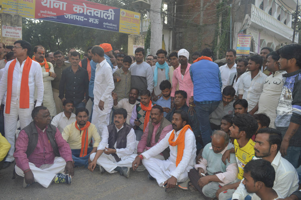 BJP candidate sitting on dharna