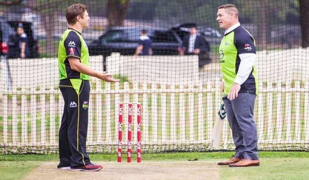 wwe World champion John Cena play cricket with shane watson