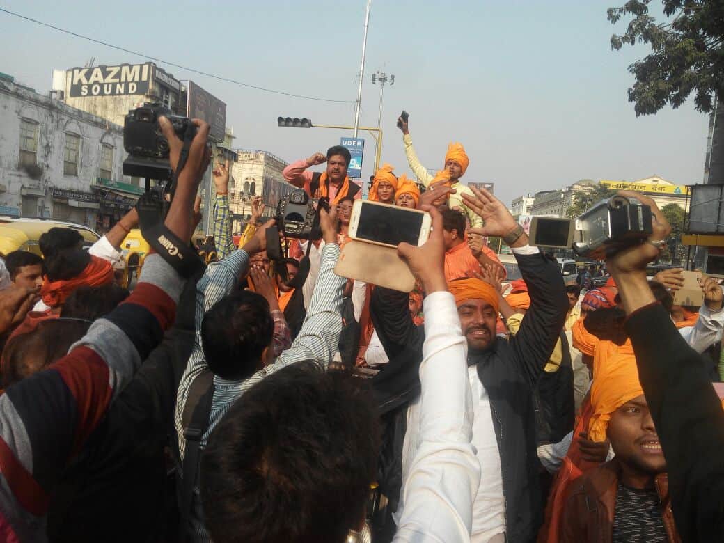 celebration of election victory in lucknow city