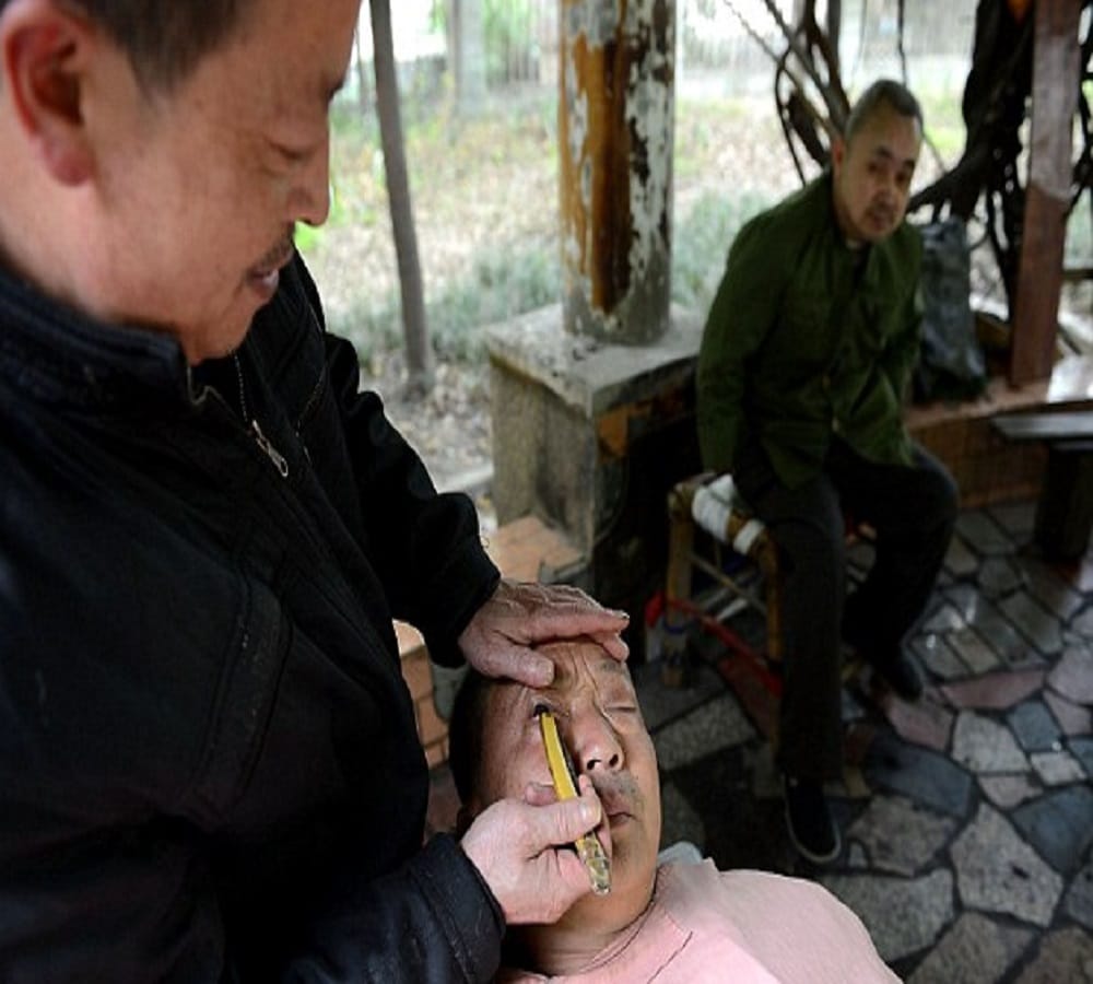 This Chinese barber shaves eye balls give better vision