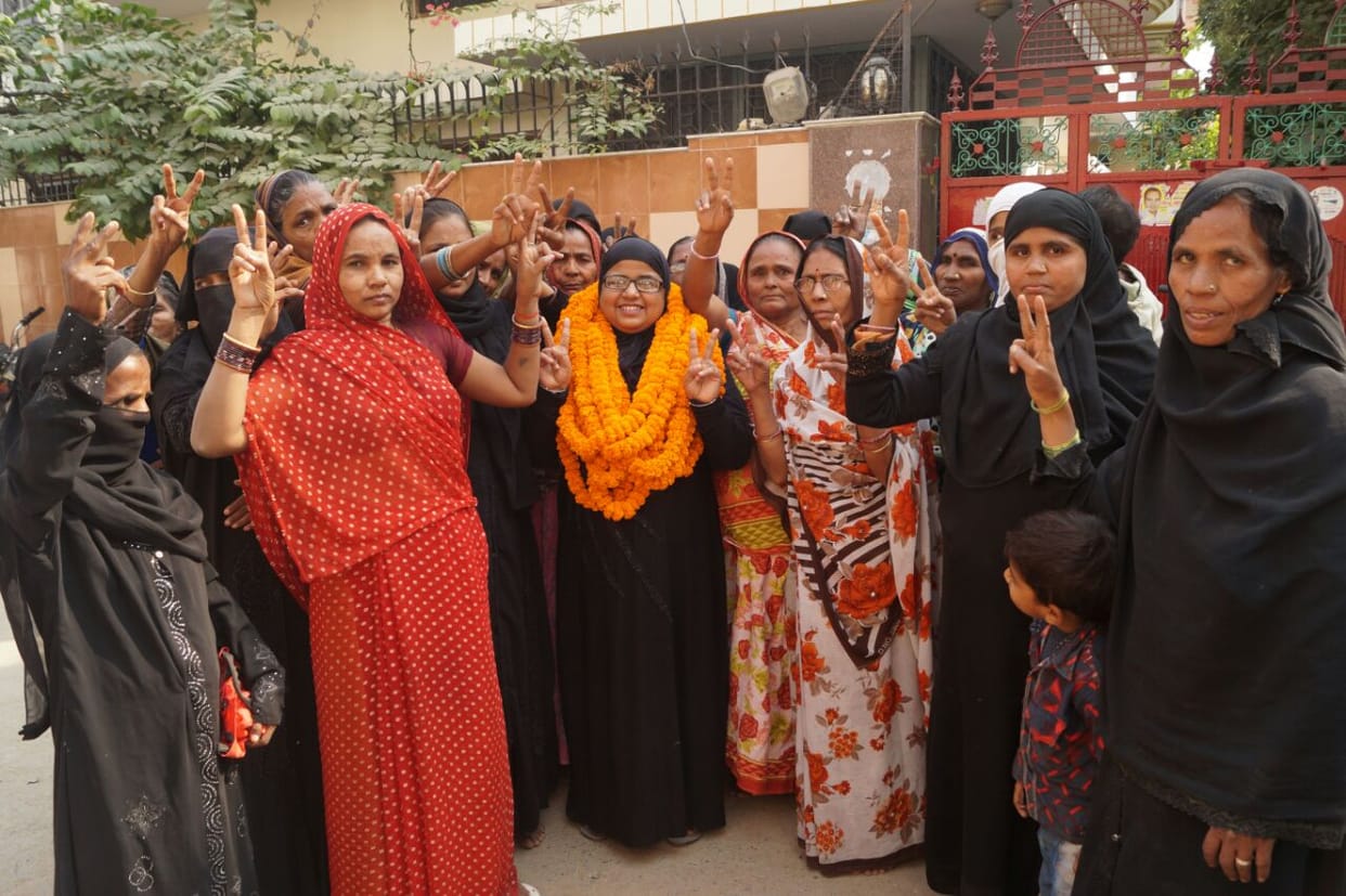 Muslim women celebrate after BJP win varanasi