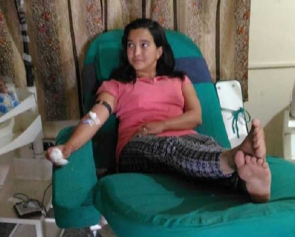 On the birthday of Bitia, Father donates blood