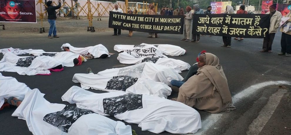 Bhopal gas tragedy protest against Run Bhopal Run marathon MadhyaPradesh