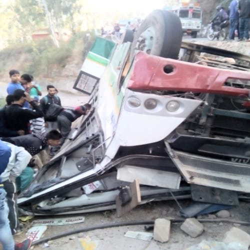 photos of nurpur hrtc bus accident 