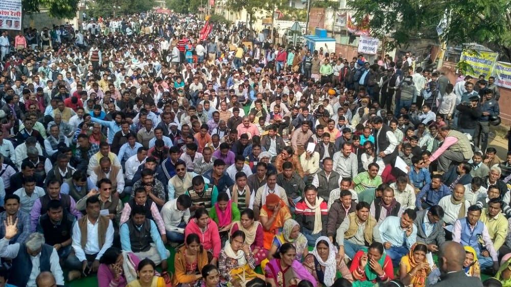 State employees demonstrated in Rajasthan for demands