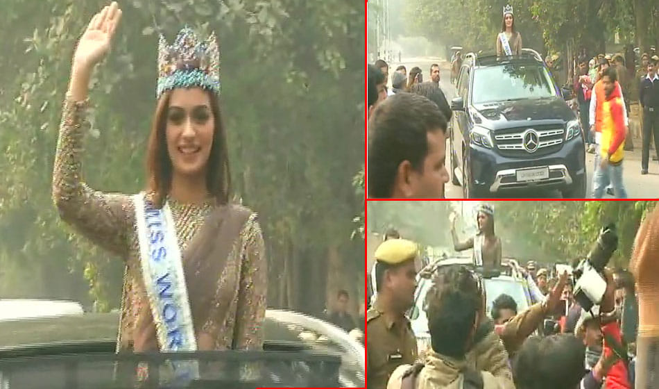 MissWorld 2017 Manushi Chillar reached at her residence in Delhi