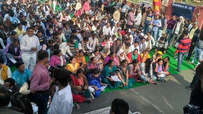 State employees demonstrated in Rajasthan for demands