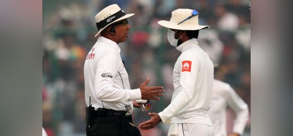 sri lankan players wore mask due to pollution in between the match in firozshah kotla