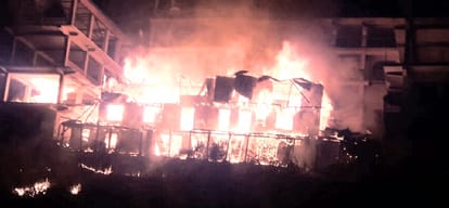three storey house on fire at chopal in shimla