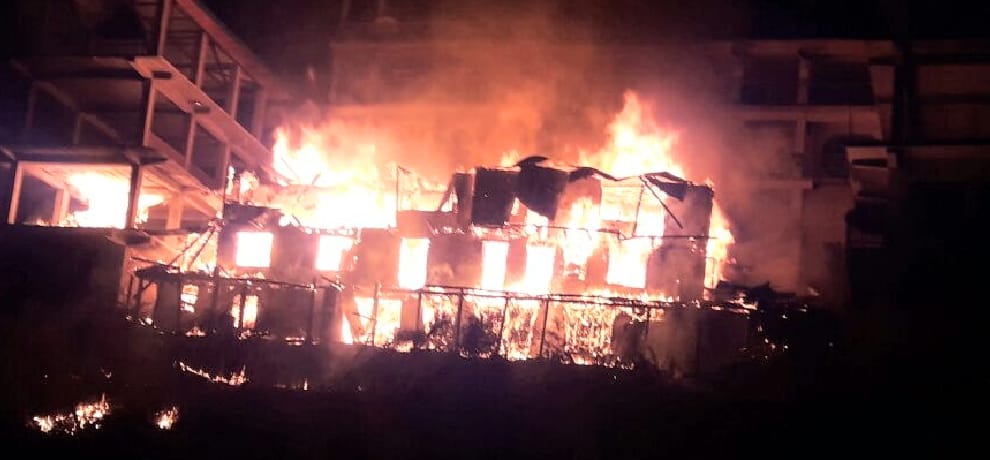 three storey house on fire at chopal in shimla