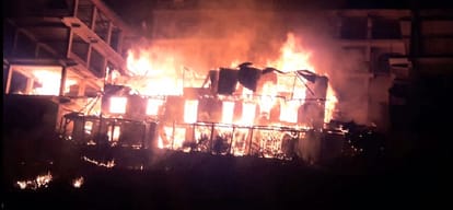 three storey house on fire at chopal in shimla