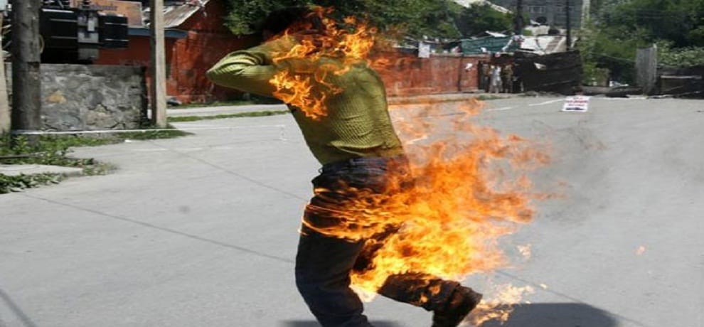 youth immolates self at near Sakur Basti railway station Delhi