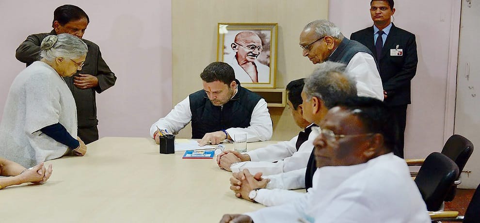 Rahul Gandhi files nomination papers for Congress president Post