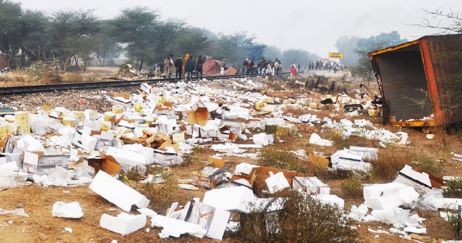 Canter collide with Superfast train near mahendragarh 