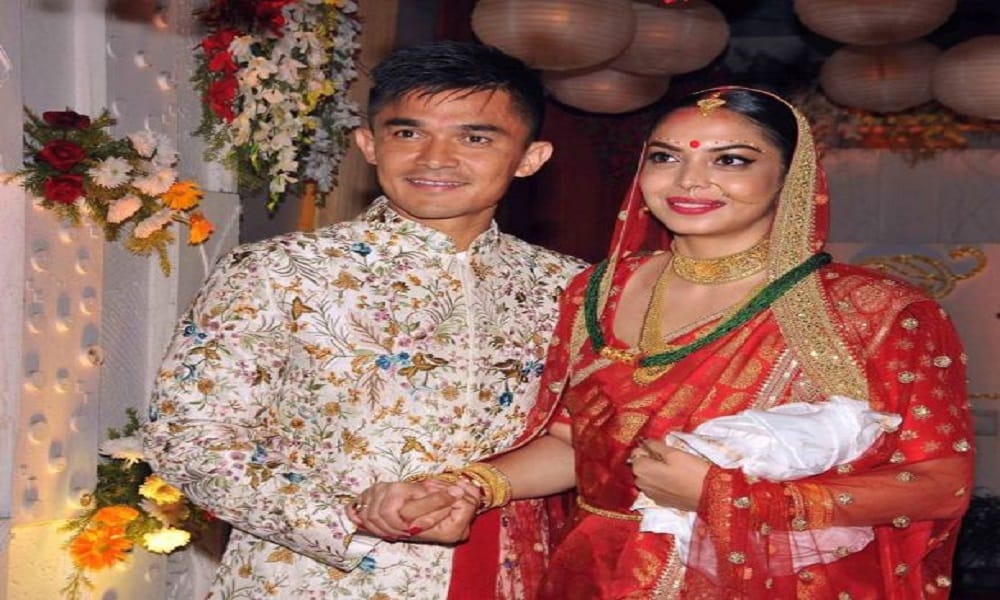 Indian football team skipper Sunil Chhetri marries with girlfriend Sonam Bhattacharya