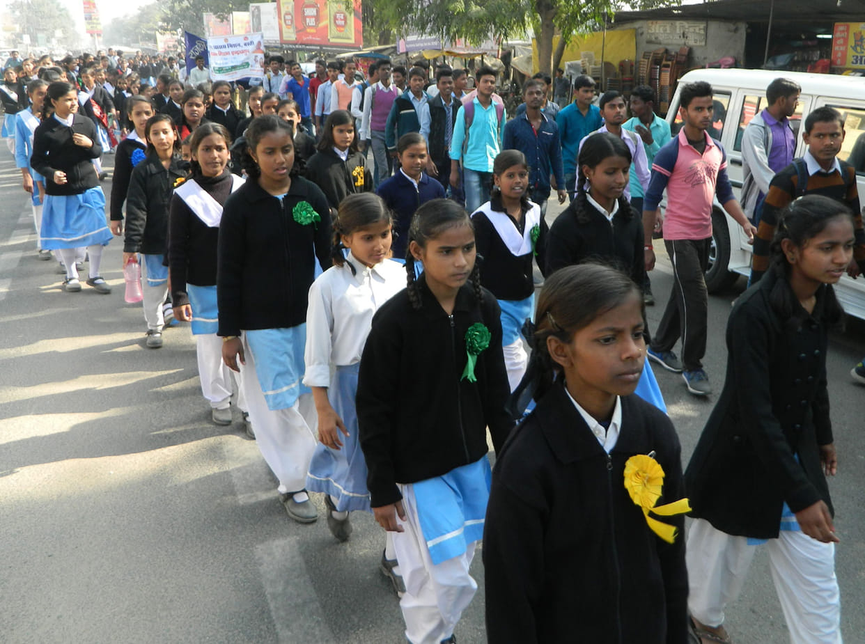 demostrated rally for vaccination